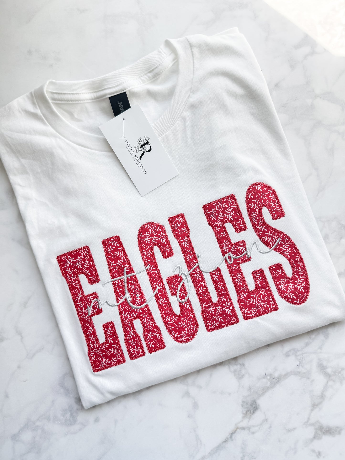 Mt Zion Eagles Diamond Stitch Appliqué Embroidered T-Shirt