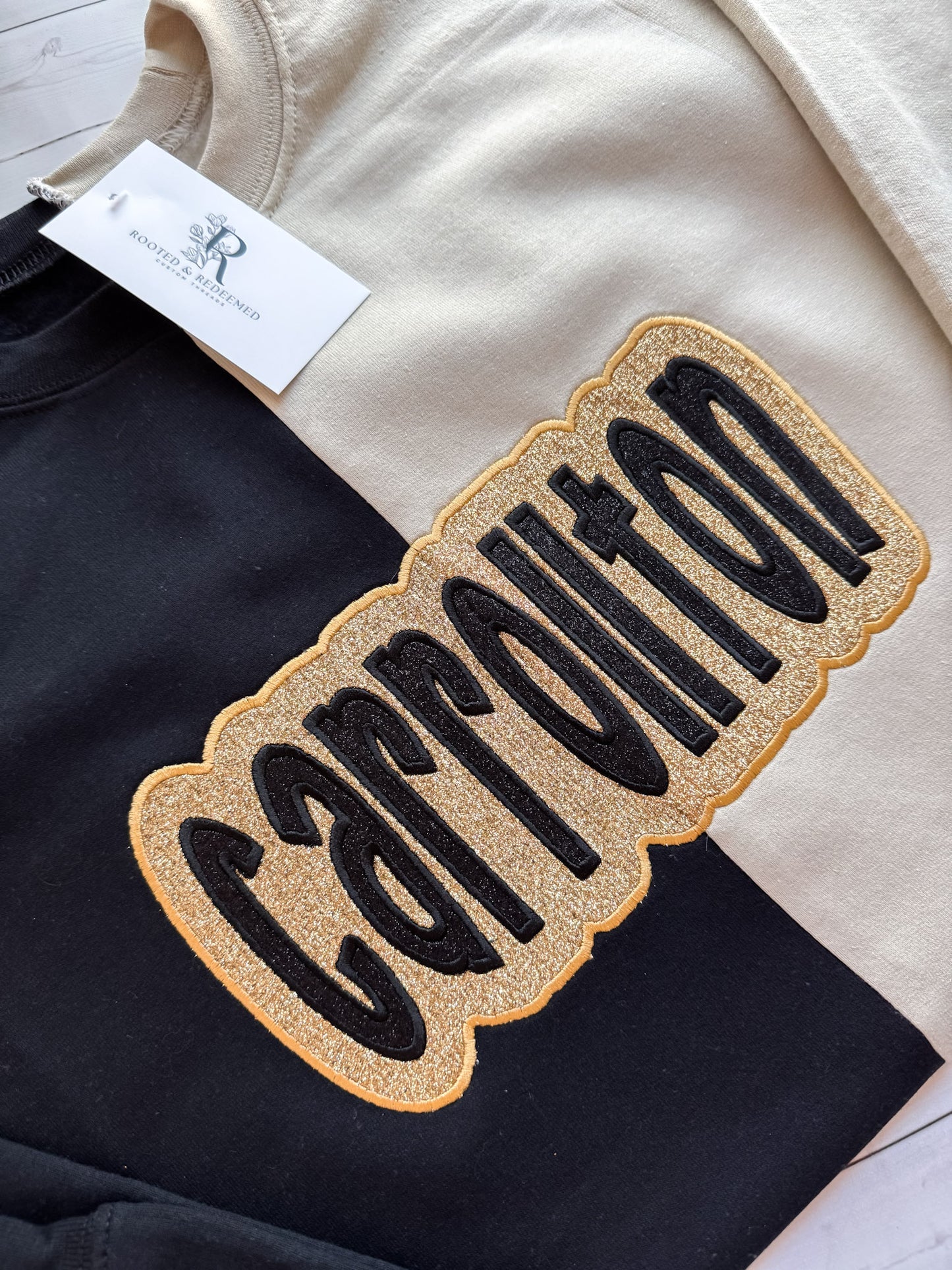 Carrollton Double Glitter Appliqué Split Color Embroidered Sweatshirt