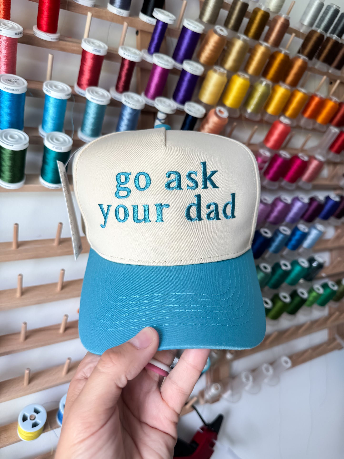 “Go Ask Your Dad” Embroidered Trucker Hat