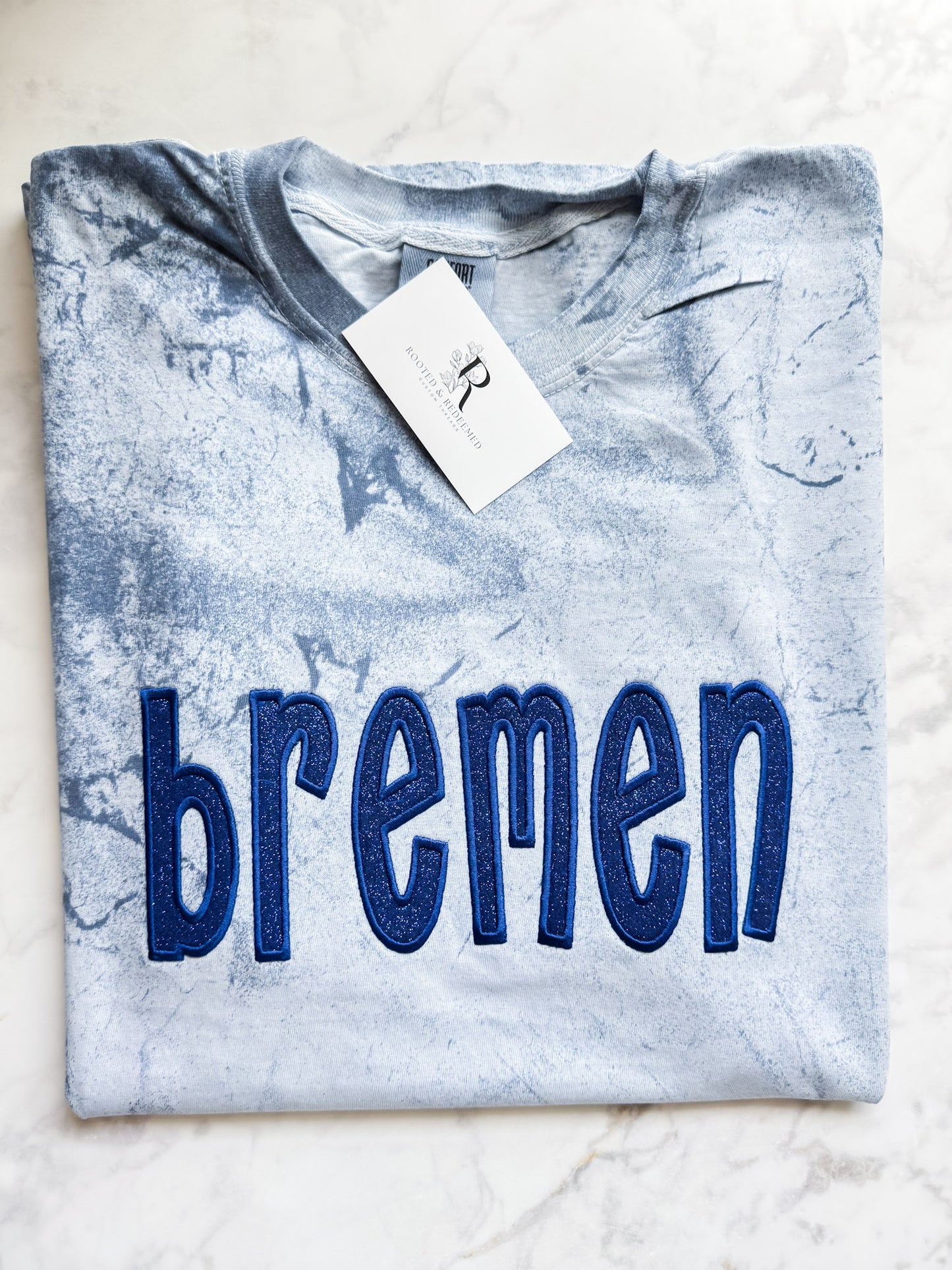 Bremen Embroidered Glitter Applique Color Blast Comfort Colors T Shirt