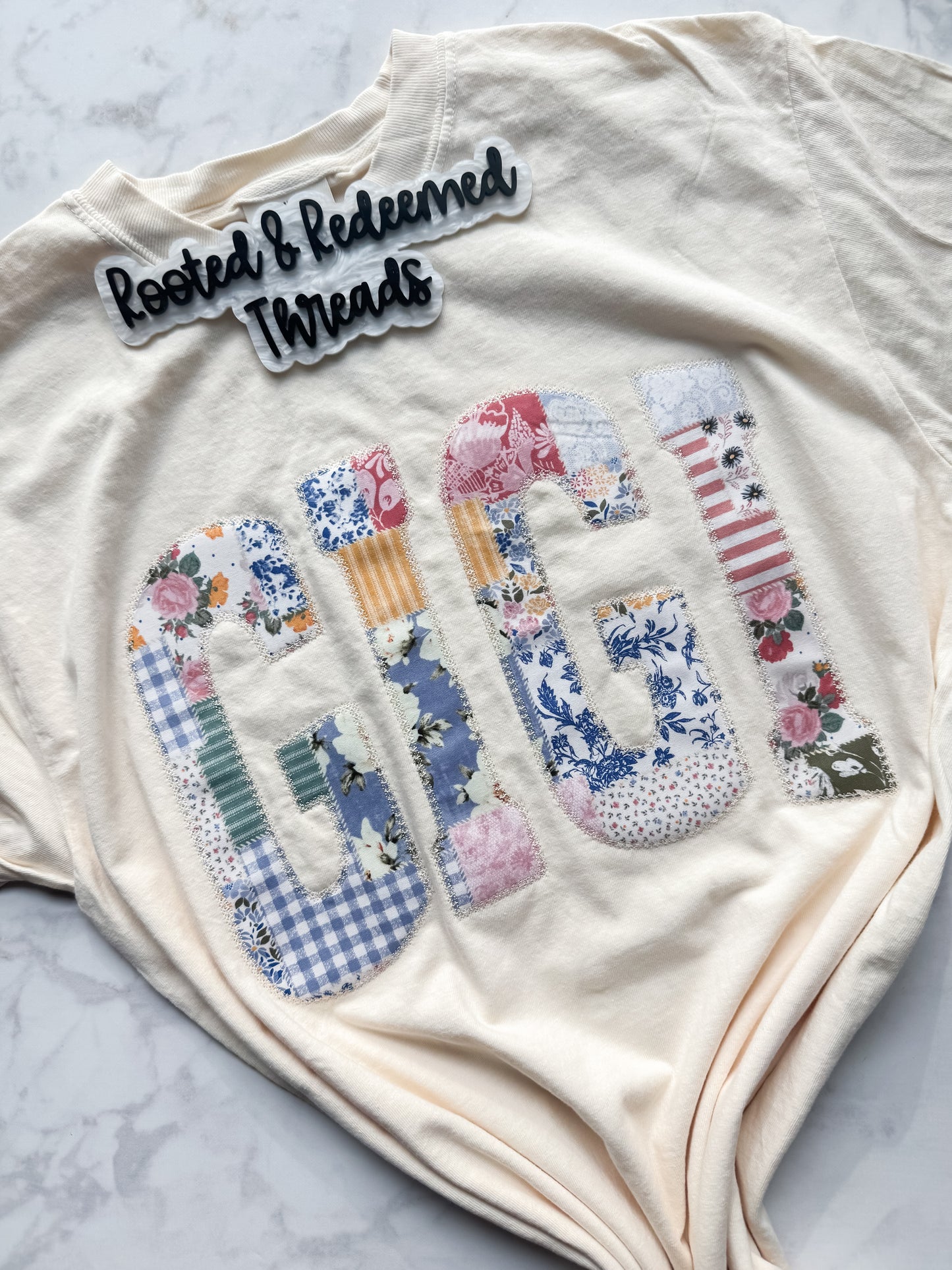 GIGI Applique Embroidered Comfort Colors T Shirt