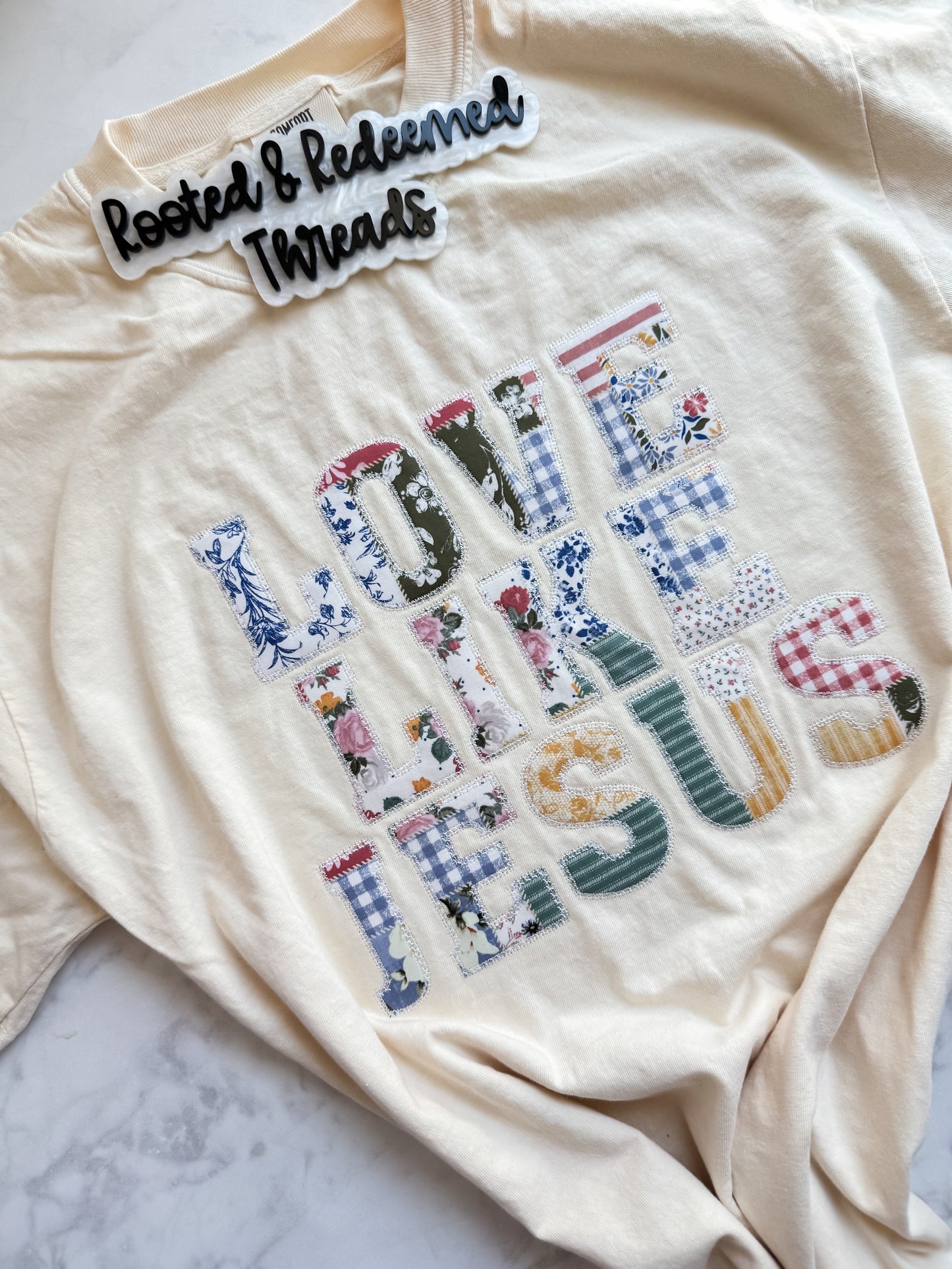 LOVE LIKE JESUS Applique Embroidered Comfort Colors T Shirt