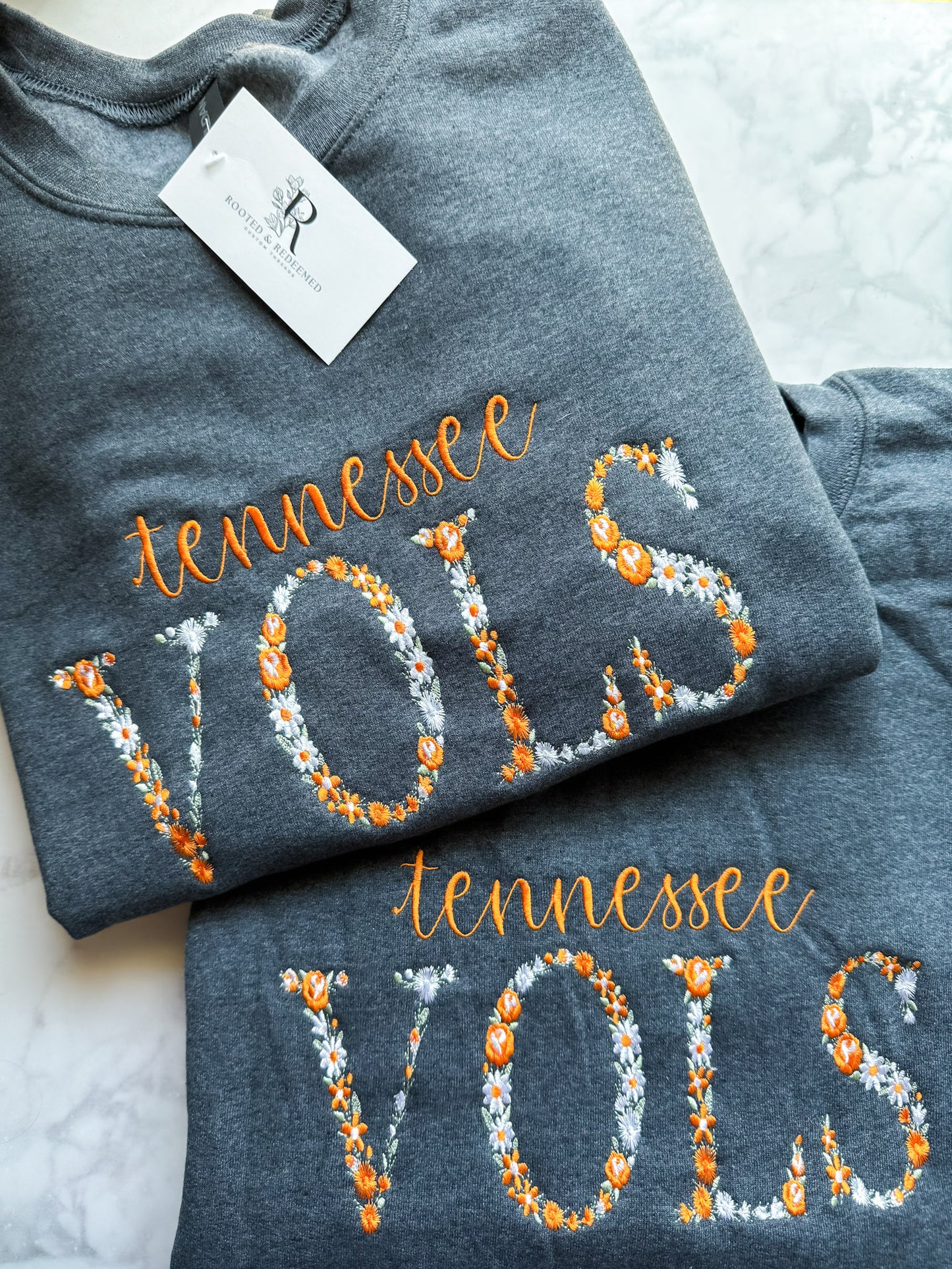 Tennessee Volunteers "VOLS" Floral Letter Embroidered Sweatshirt