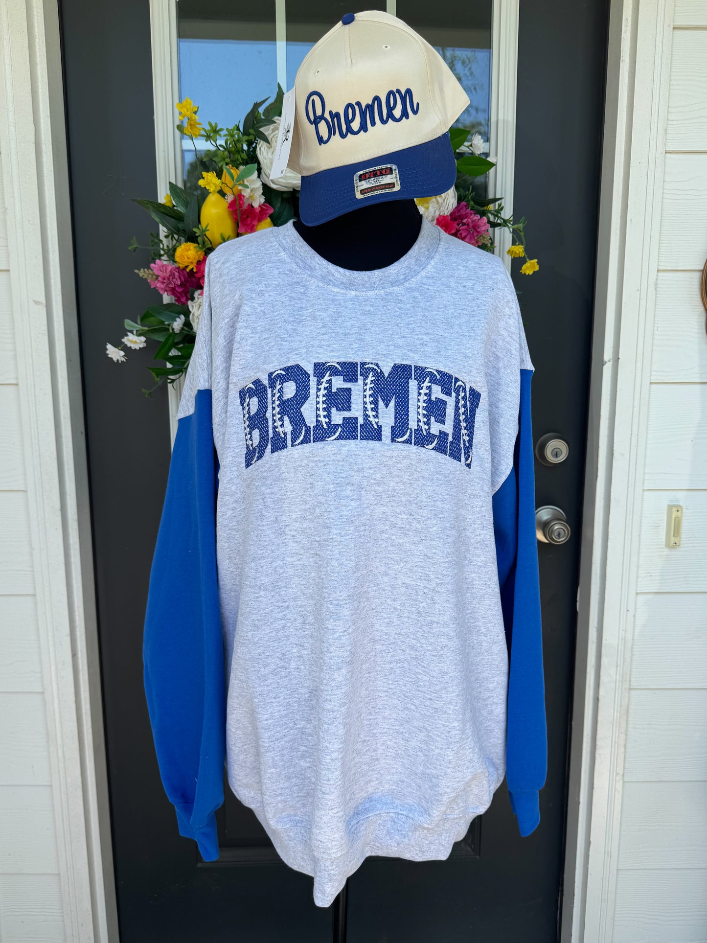 Bremen Knit Stitch Football Embroidered Split Sweatshirt