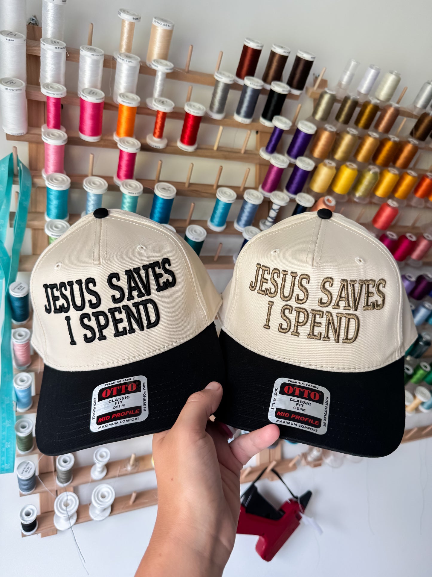 “Jesus Saves I Spend” 3D Puff Embroidered Hat