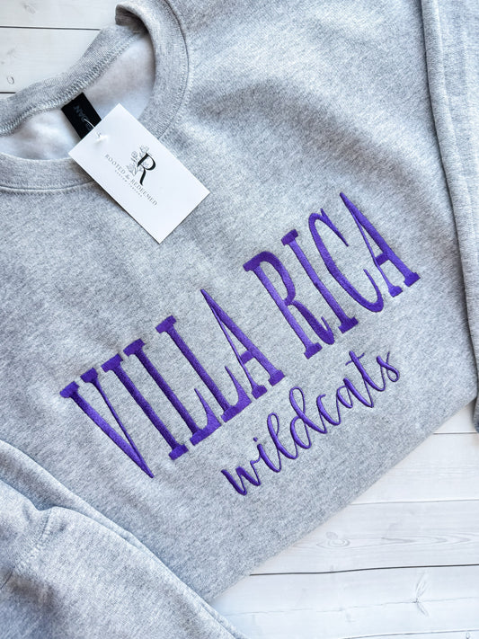 Solid Letter Villa Rica Wildcats Embroidered Sweatshirt