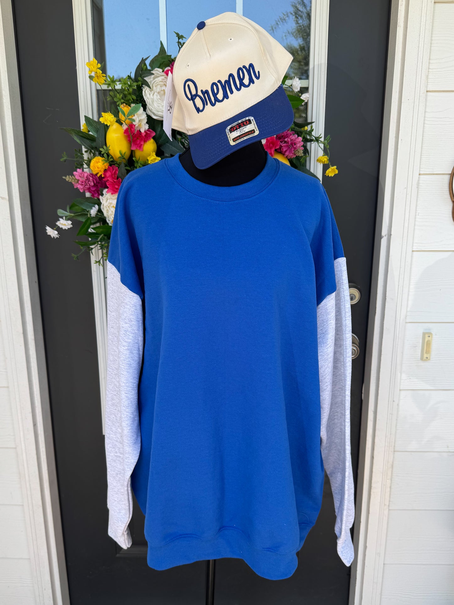 Bremen Knit Stitch Football Embroidered Split Sweatshirt