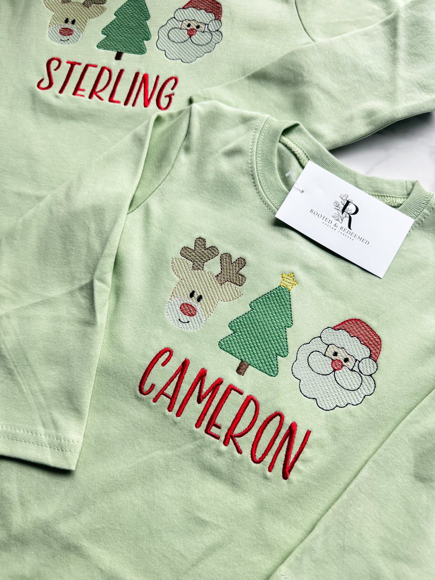 Christmas Trio Embroidered Infant or Toddler Long Sleeve Shirt