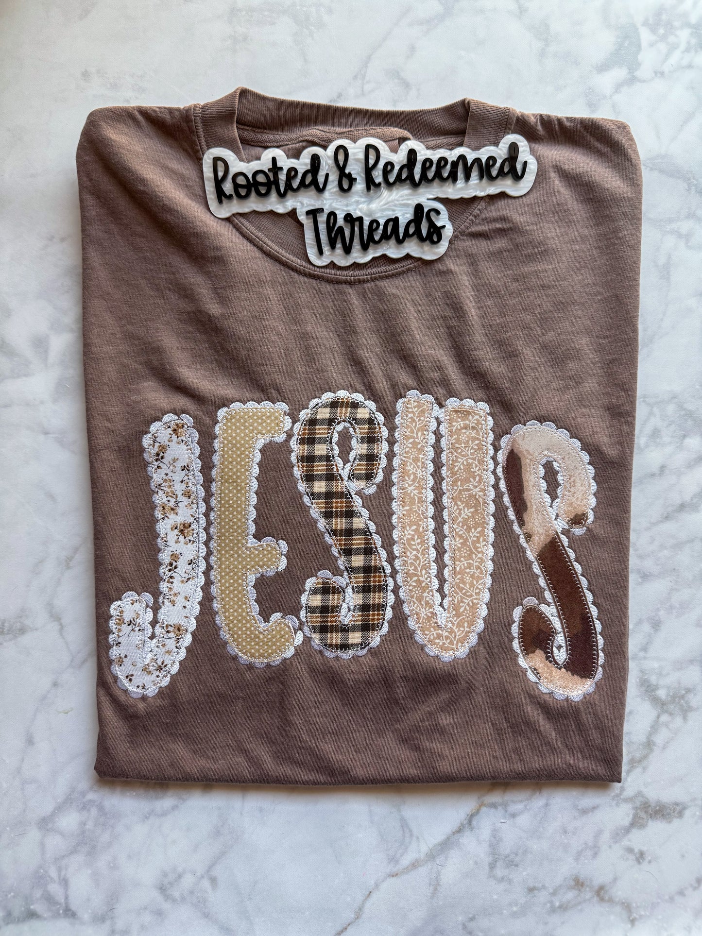 JESUS Applique Embroidered Sweatshirt or Comfort Colors T Shirt