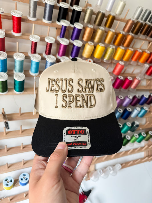 “Jesus Saves I Spend” 3D Puff Embroidered Hat