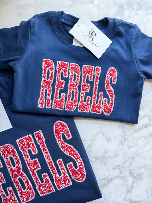 Rebels Diamond Stitch Appliqué Embroidered T-Shirt (TODDLER & YOUTH SIZES)