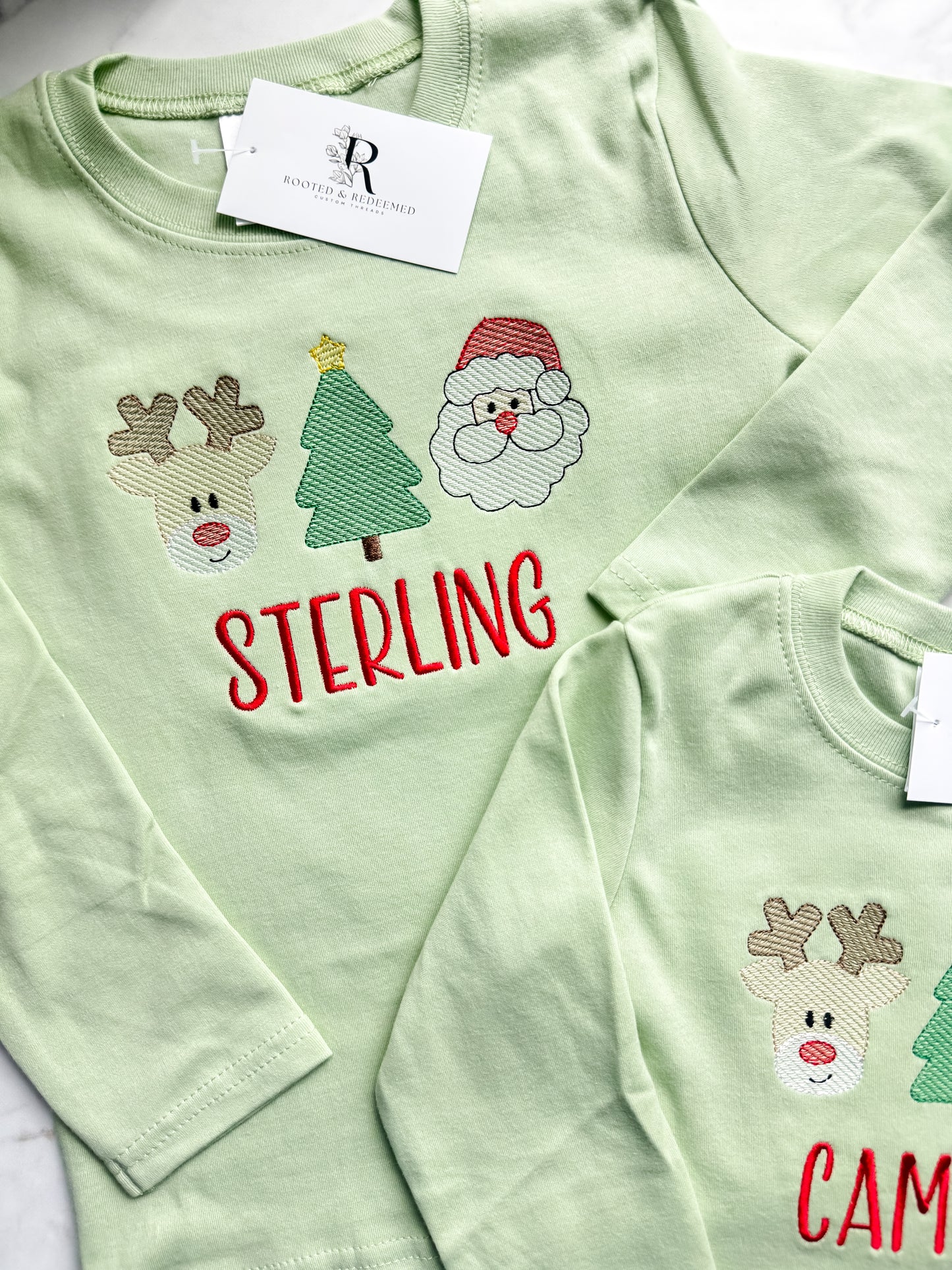Christmas Trio Embroidered Infant or Toddler Long Sleeve Shirt