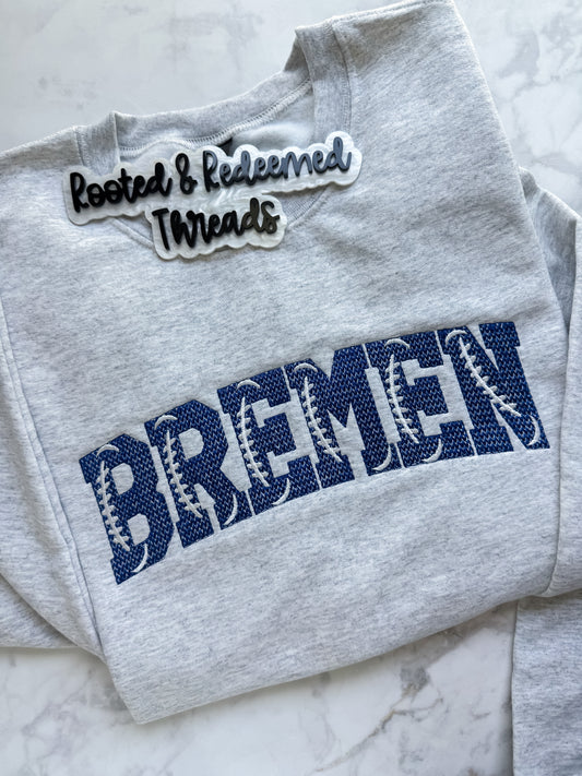 Bremen Knit Stitch Football Embroidered Sweatshirt