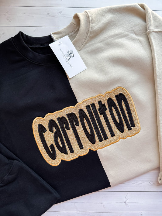 Carrollton Double Glitter Appliqué Split Color Embroidered Sweatshirt