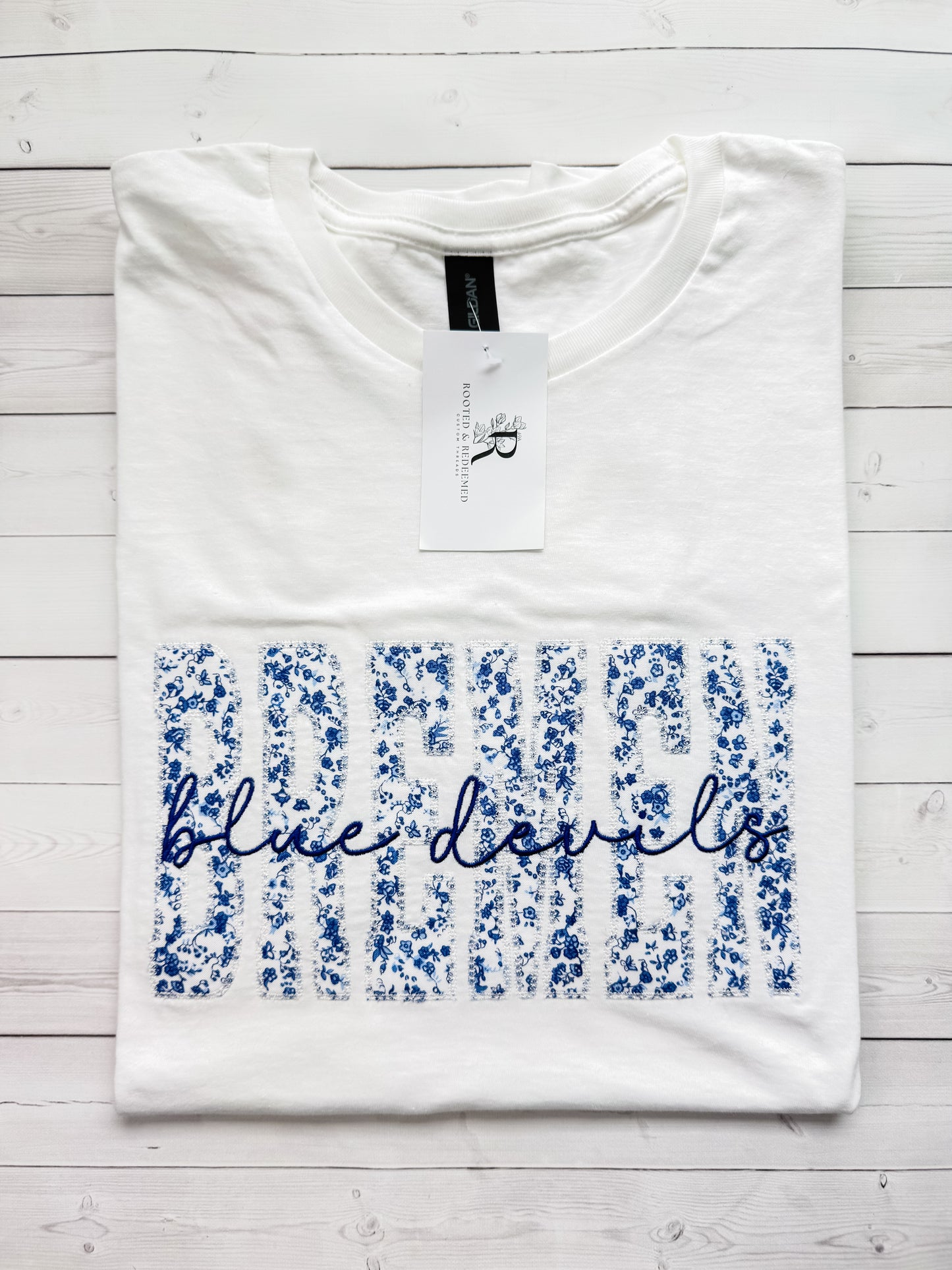 Bremen Blue Devils Diamond Stitch Appliqué Embroidered T-Shirt