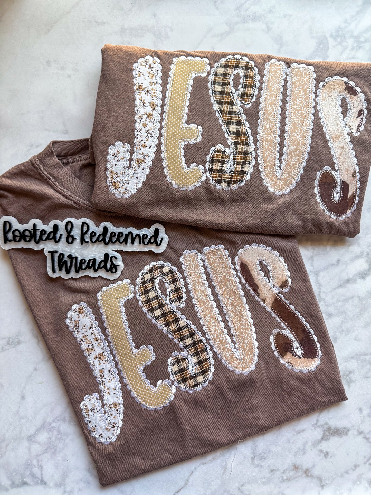 JESUS Applique Embroidered Sweatshirt or Comfort Colors T Shirt
