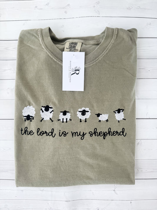 The Lord is my Shepherd Embroidered Comfort Colors T Shirt