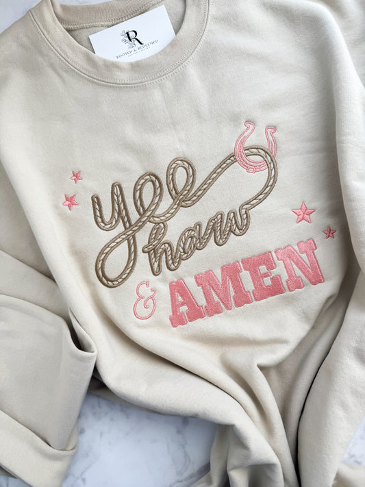 Yeehaw and Amen Embroidered Sweatshirt