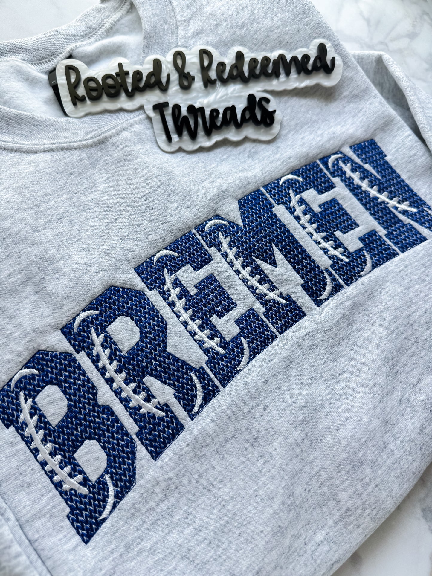 Bremen Knit Stitch Football Embroidered Sweatshirt