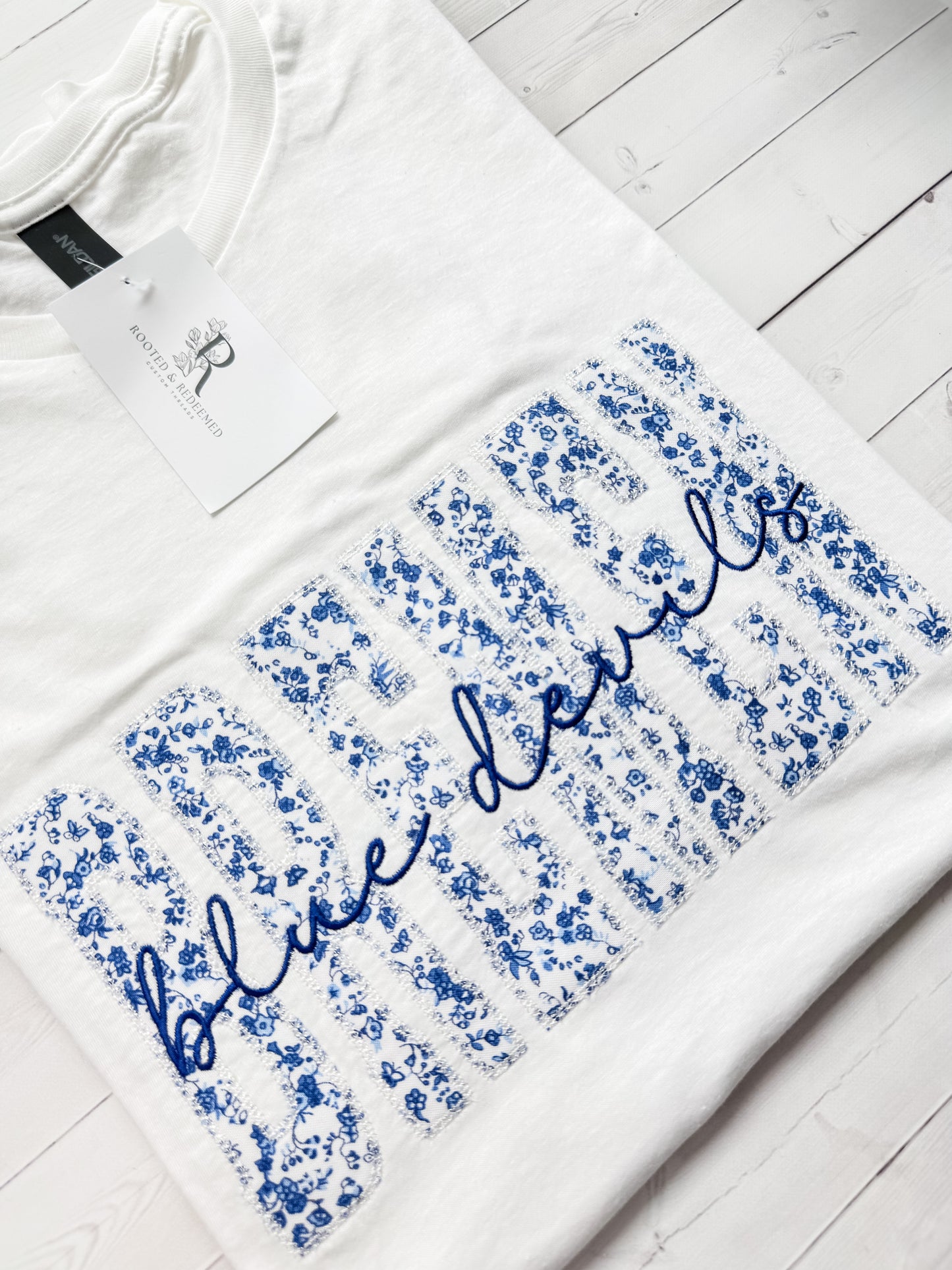 Bremen Blue Devils Diamond Stitch Appliqué Embroidered T-Shirt