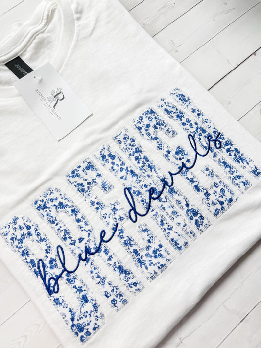 Bremen Blue Devils Diamond Stitch Appliqué Embroidered T-Shirt