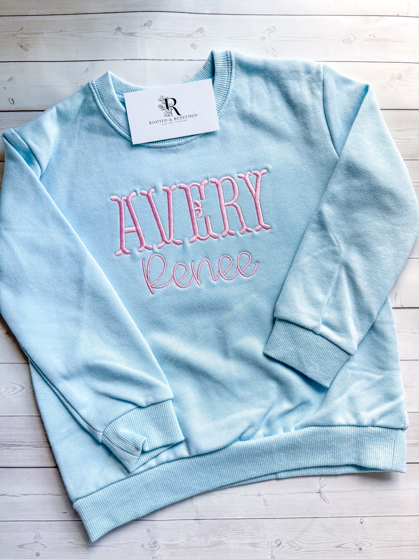 Personalized Fishtail Style Name Embroidered Toddler Sweatshirt