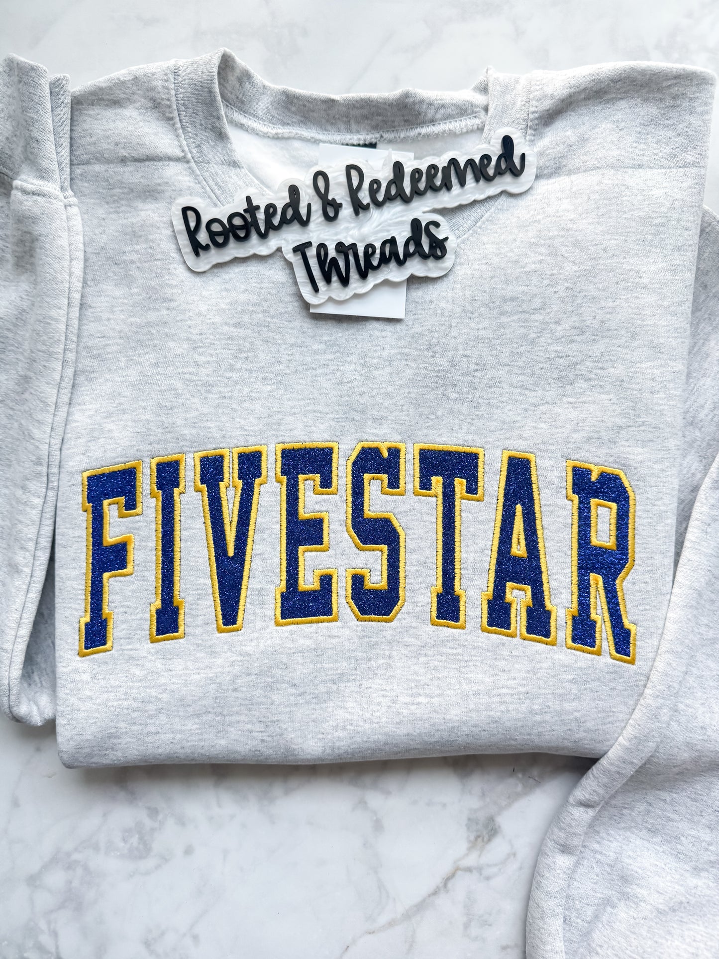 Fivestar Glitter Applique Embroidered Sweatshirt