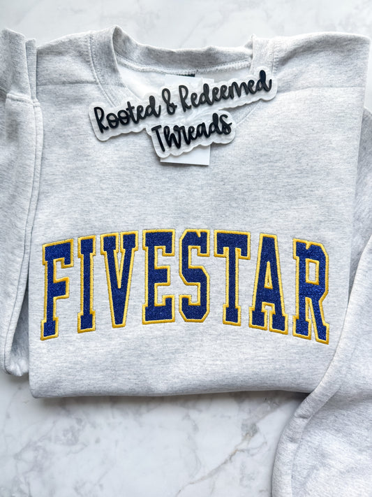 Fivestar Glitter Applique Embroidered Sweatshirt