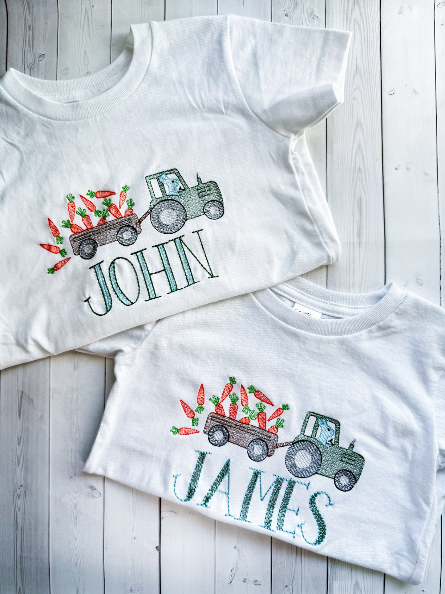 Easter Bunny Tractor with Name Embroidered Shirt or Sweatshirt (TODDLER SIZES)