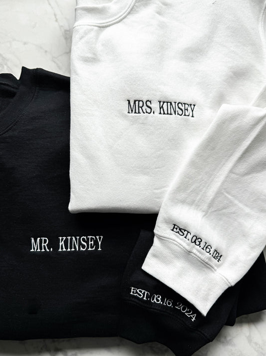 Custom Mr. and Mrs. Name Sweatshirts