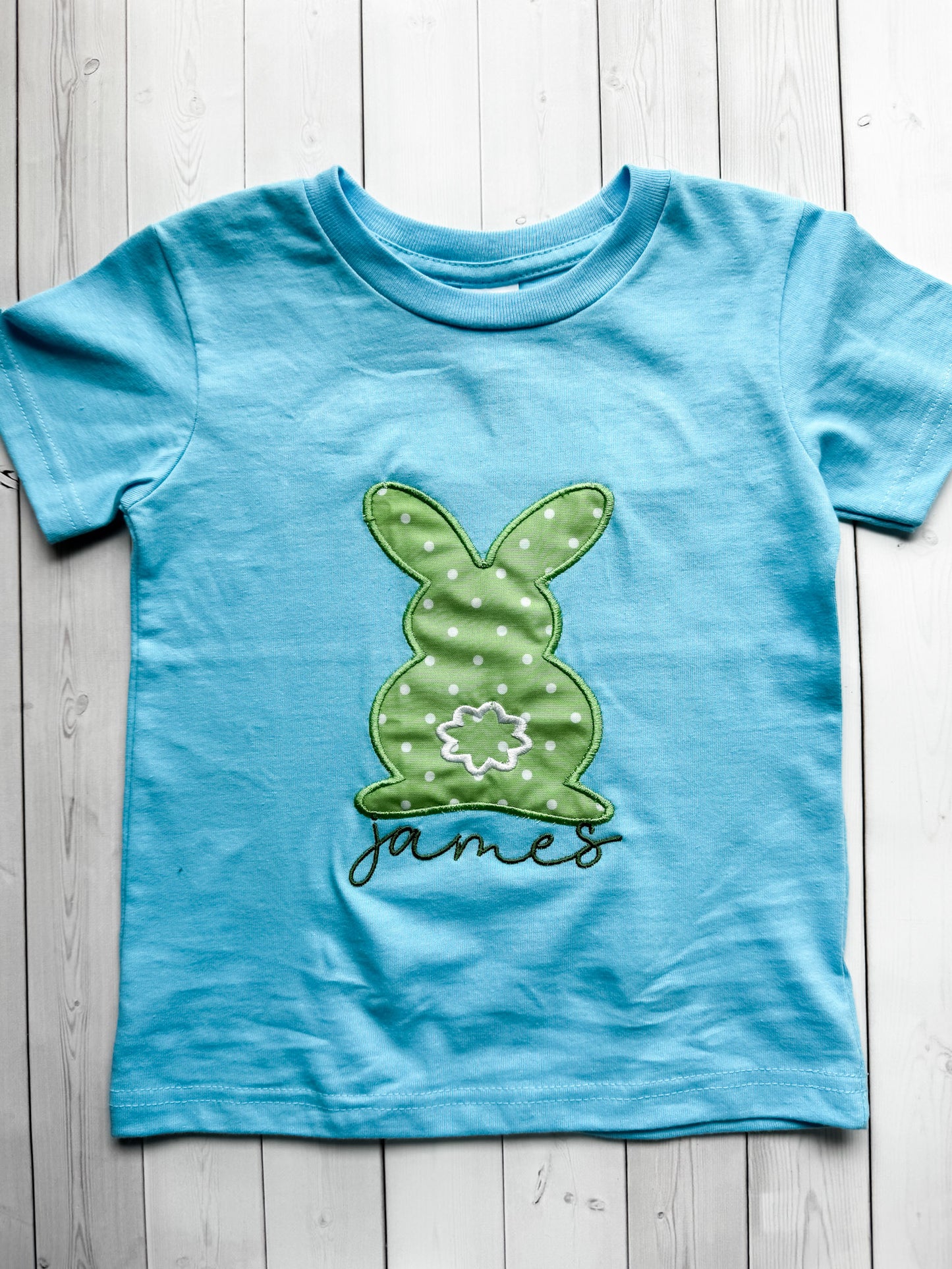 Easter Bunny Applique with Name Embroidered Shirt or Onesie (INFANT SIZES)