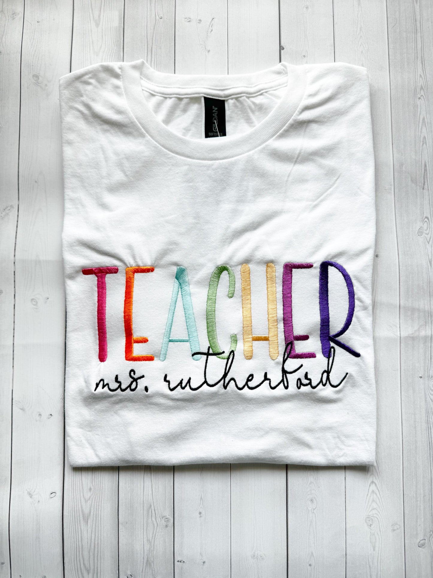 TEACHER Personalized Embroidered T Shirt