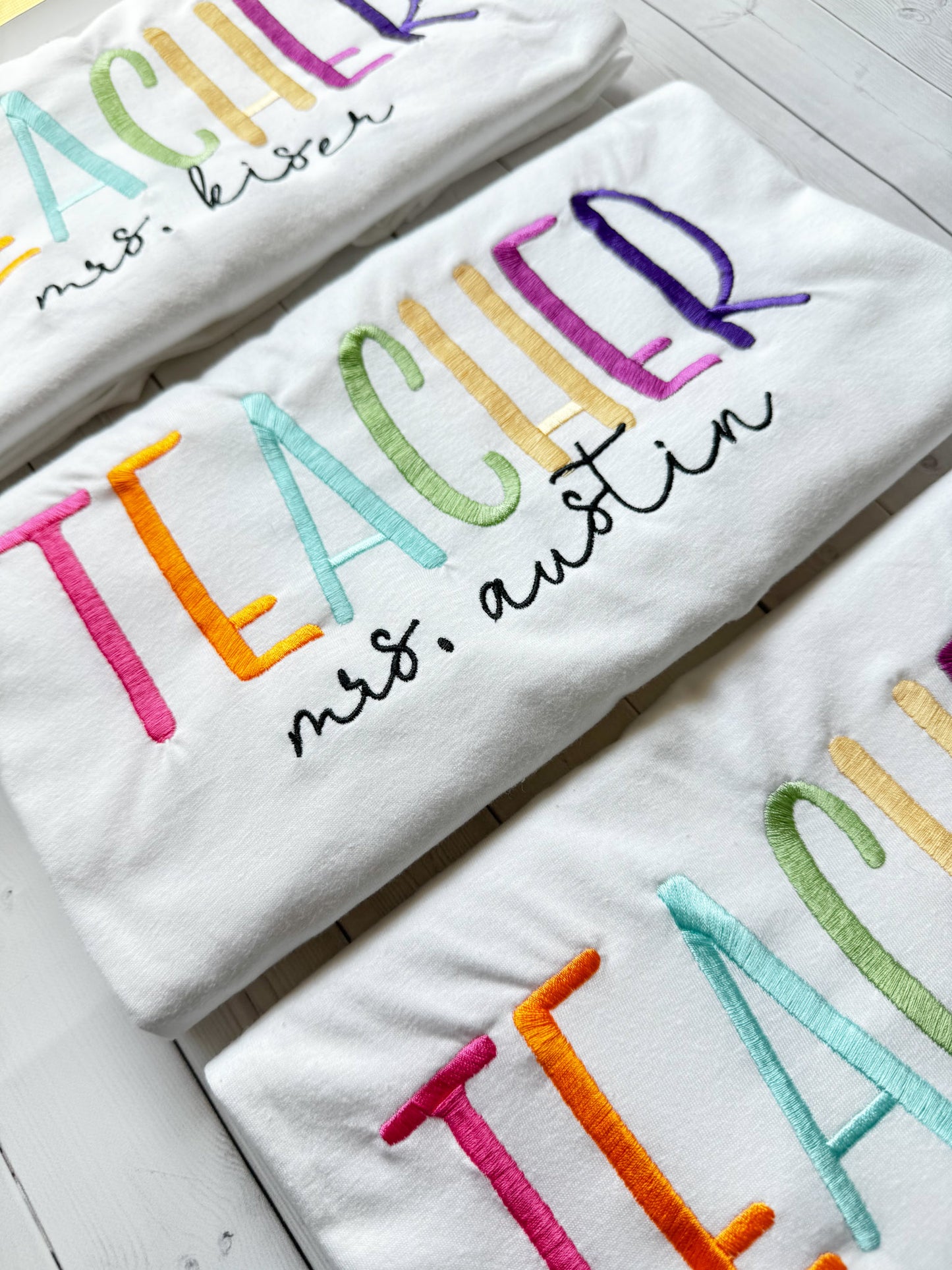 TEACHER Personalized Embroidered T Shirt