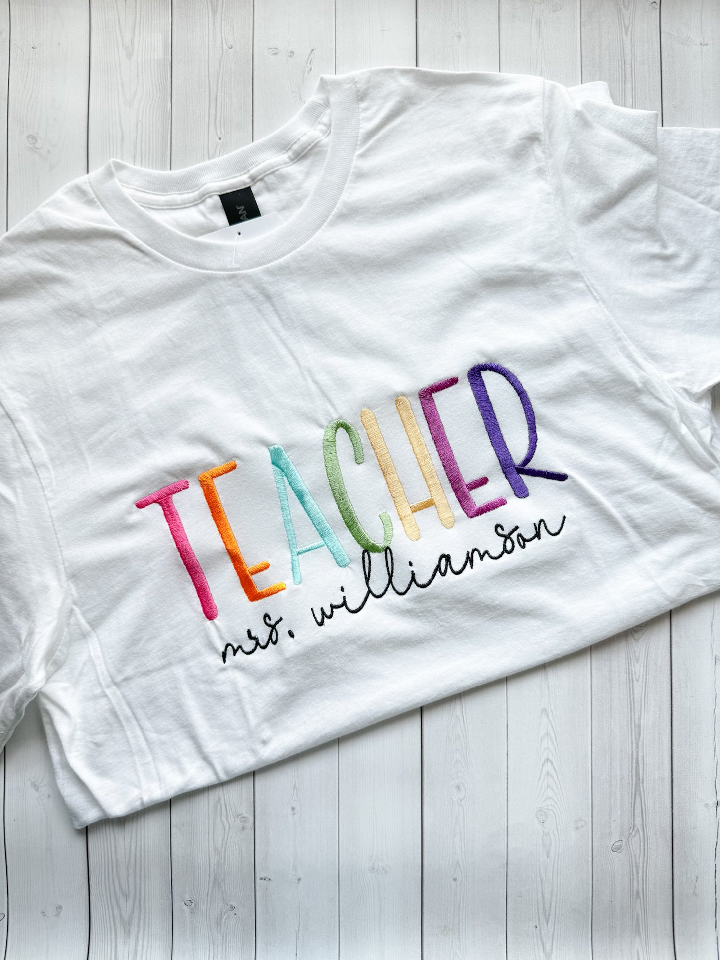 TEACHER Personalized Embroidered T Shirt