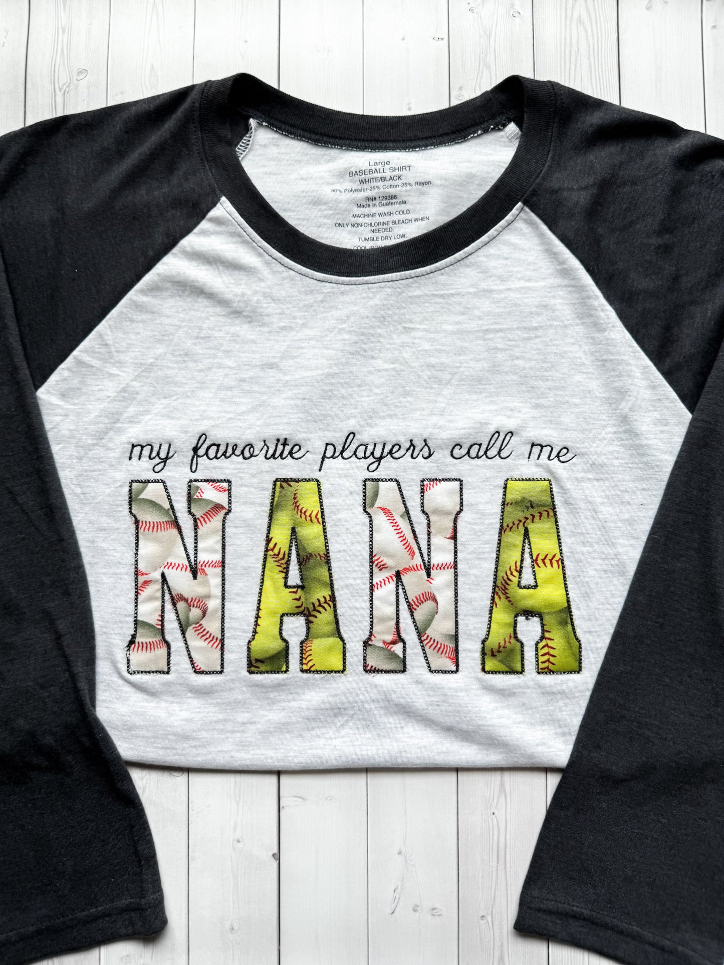 My Favorite Players Call Me Nana Diamond Stitch Applique Shirt