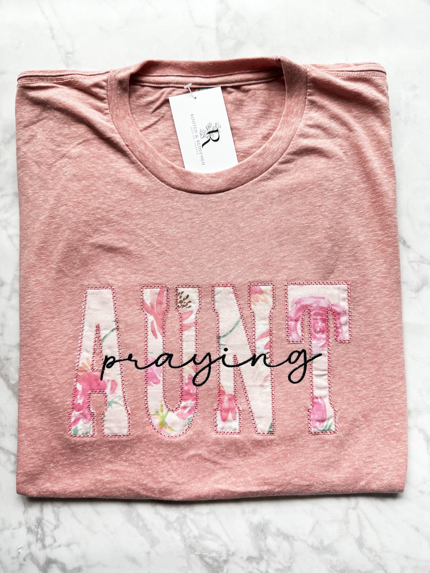 Praying AUNT Diamond Stitch Applique Shirt