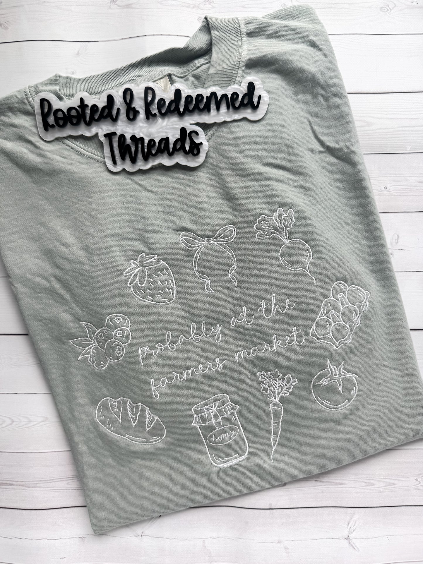 Probably at the Farmer's Market Embroidered Comfort Colors T Shirt