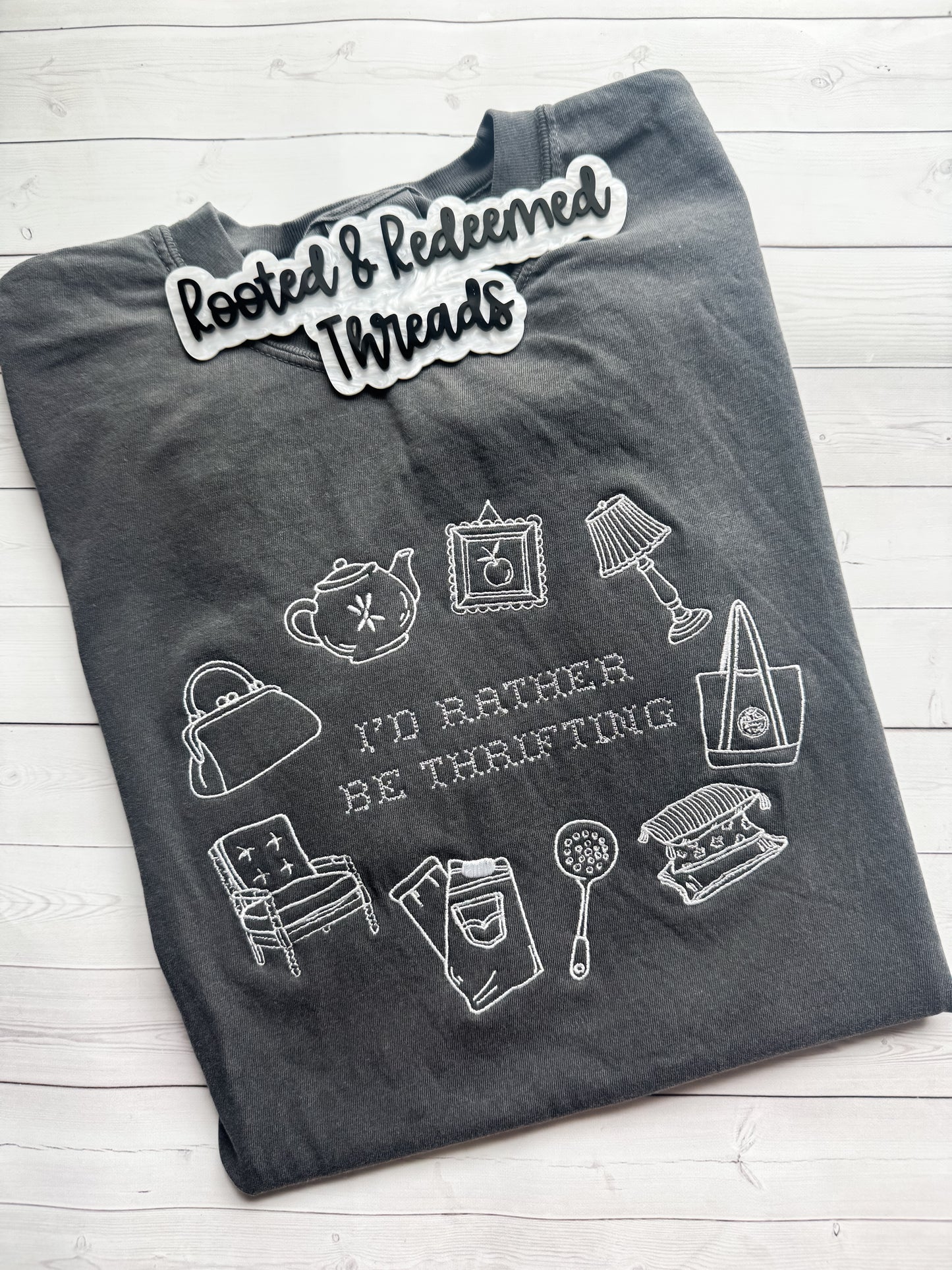 I'd Rather be Thrifting Embroidered Comfort Colors T Shirt
