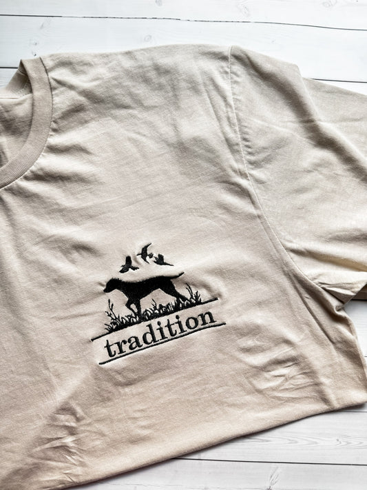 Tradition Hunting Dog Embroidered T Shirt