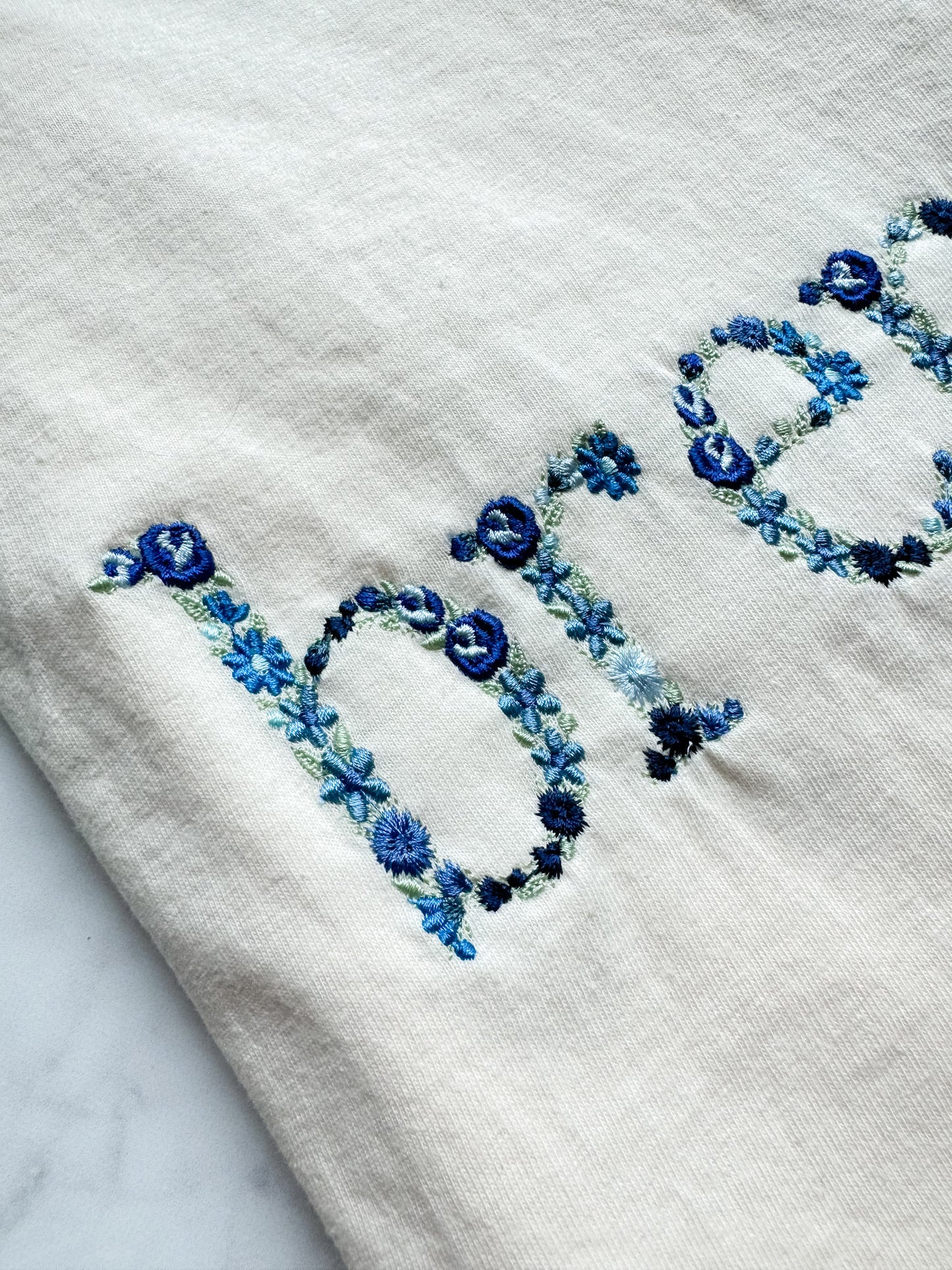 Bremen Blue Floral Letter Embroidered Comfort Colors T Shirt