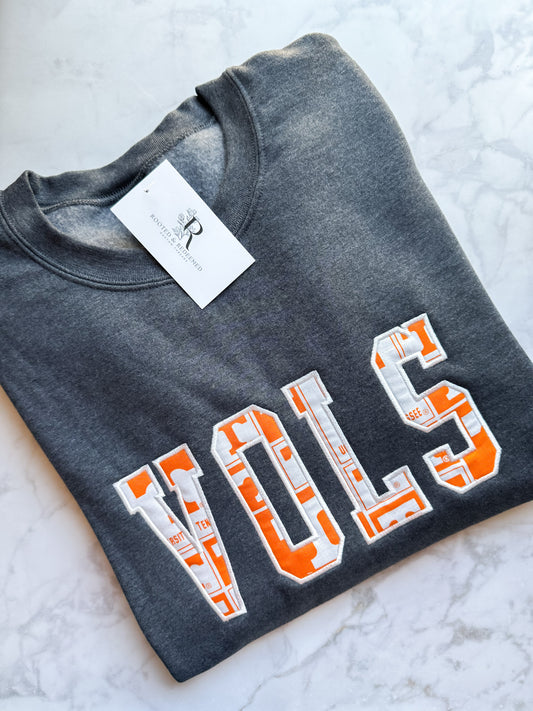 Tennessee Volunteers "VOLS" Satin Stitch Applique Embroidered Sweatshirt