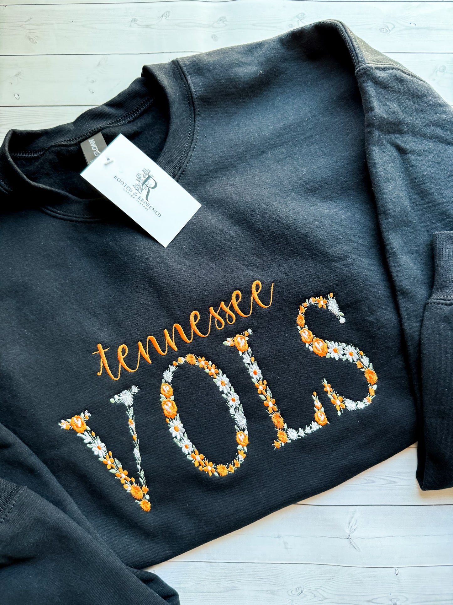 Tennessee Volunteers "VOLS" Floral Letter Embroidered Sweatshirt