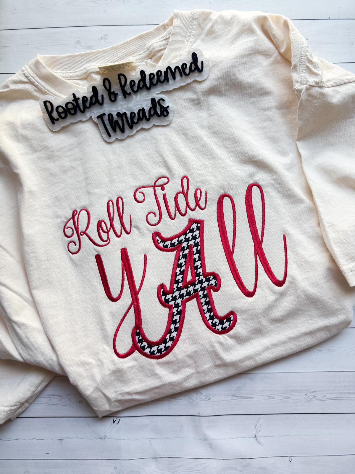 Roll Tide Y'all Alabama A Applique Embroidered Comfort Colors Shirt