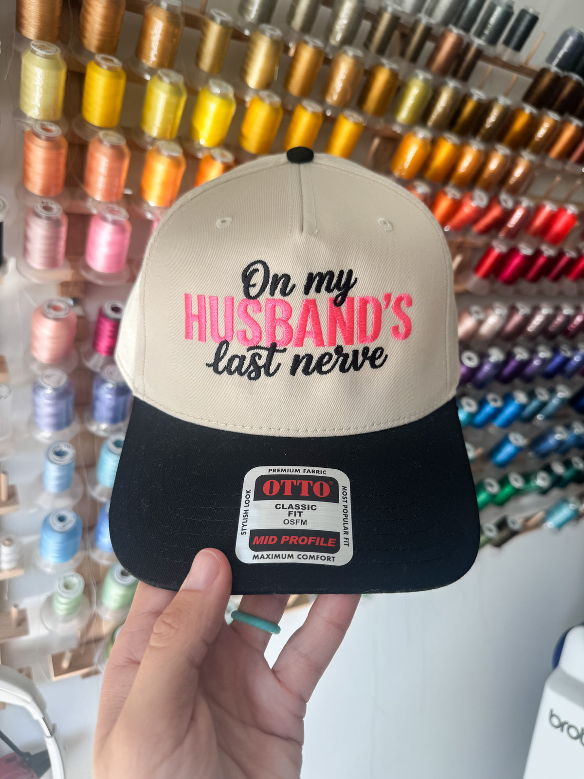 On My Husband's Last Nerve Embroidered Hat