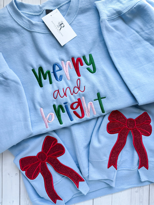 Merry and Bright Embroidered Sweatshirt