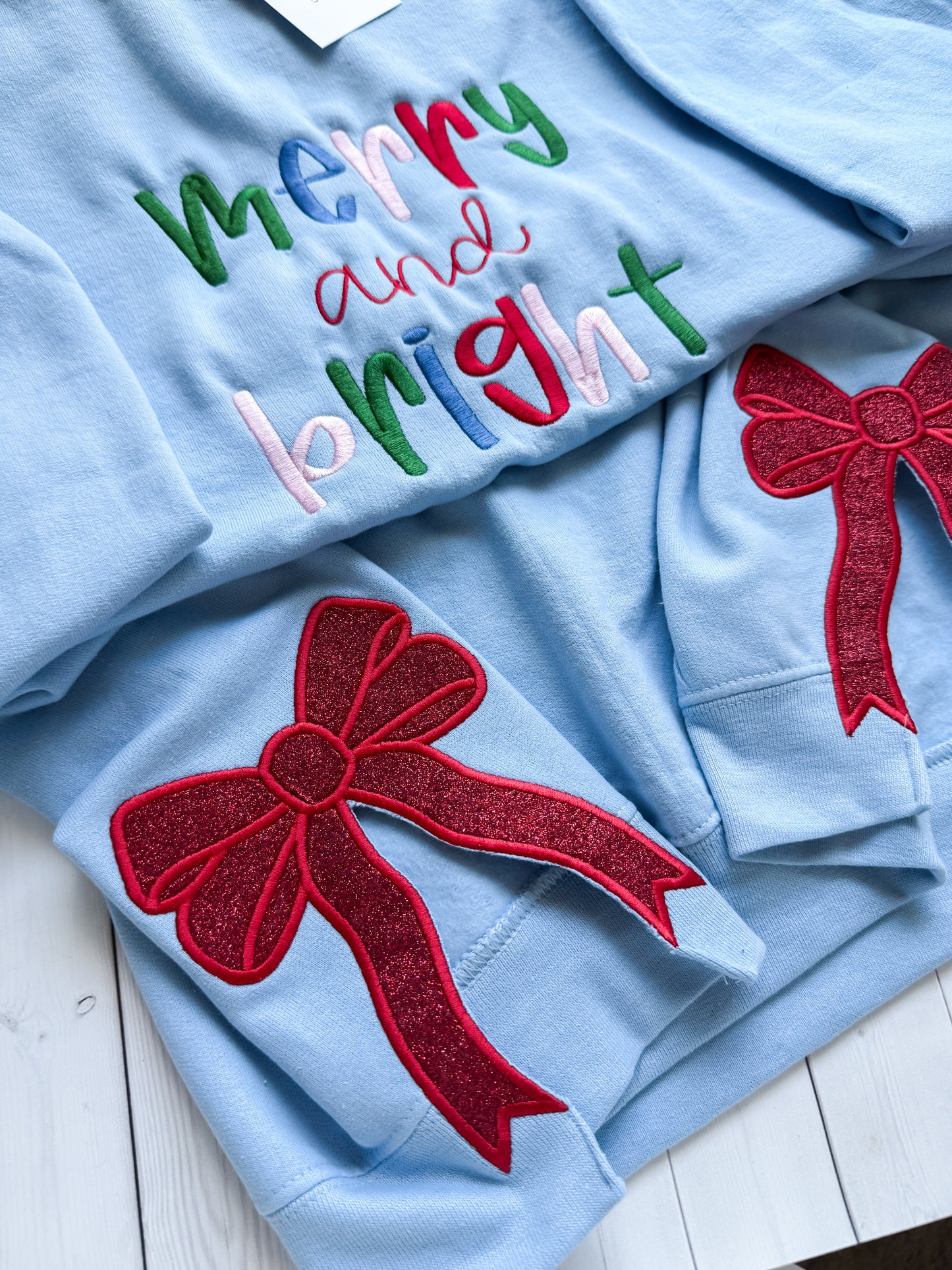 Merry and Bright Embroidered Sweatshirt