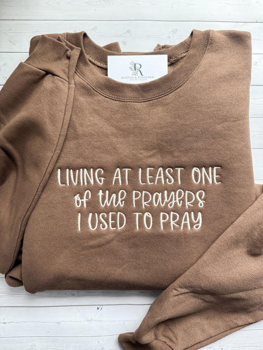 Living At least One of the Prayers I Used to Pray Embroidered Sweatshirt